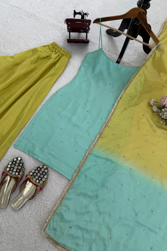 Aqua & Lime Elegance Palazzo Set