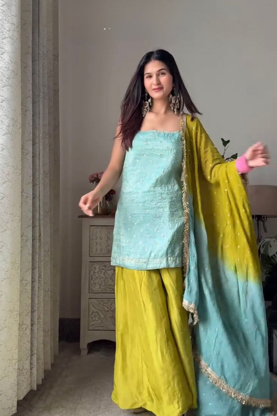 Aqua & Lime Elegance Palazzo Set