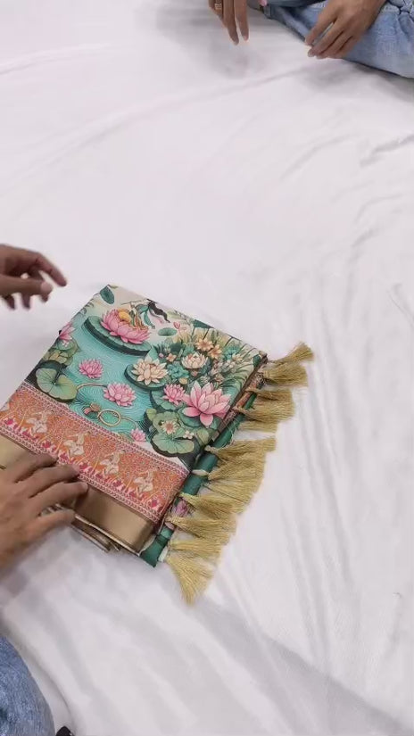 SOFT TUSSAR SILK PRINTED SAREE KALAMKARI COLLECTIONS