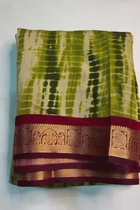 Traditional Rajasthani Tie-Dye Shibori print  Party Wear Saree with Village Art Pallu