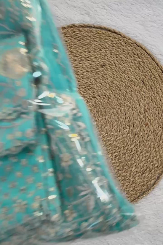 Festive Weeding Wear Orange Organza Saree with Silver Motifs