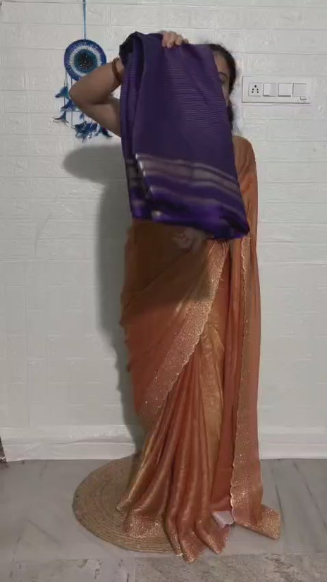 Elegant  Silk Saree with Golden Zari Border  Self Design and Premium Creap Silk