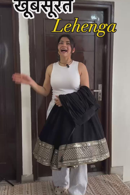 * Royal Black Traditional Lehenga with Dupatta