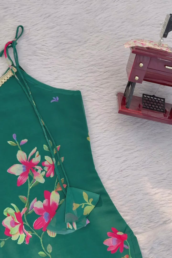 Designer Floral Plazzo Set with Matching Dupatta