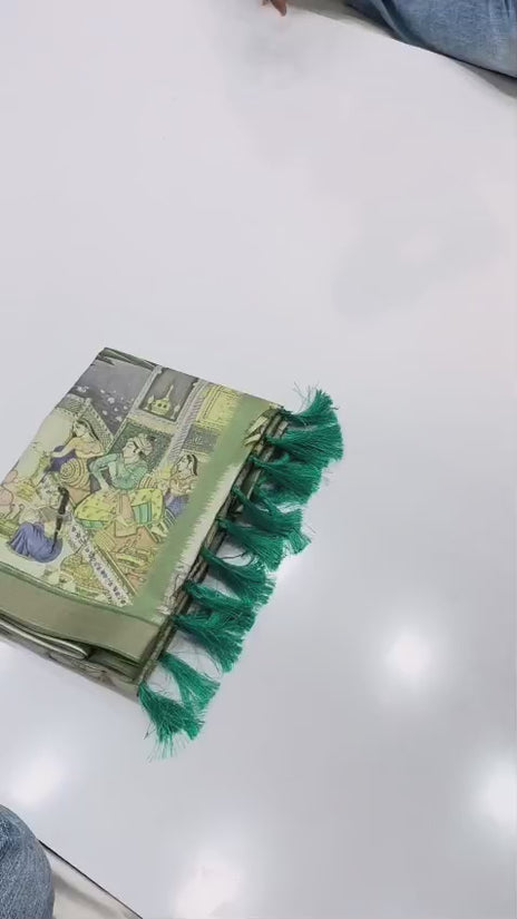 SOFT TUSSAR SILK PRINTED SILK SAREE