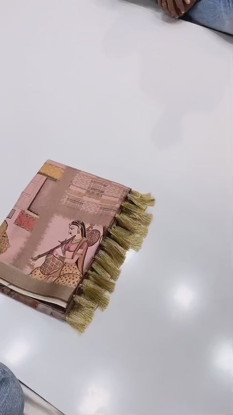 SOFT TUSSAR SILK PRINTED SILK SAREE