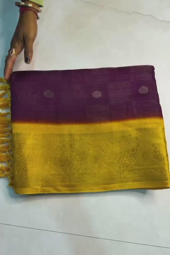 Elegant  Silk Saree with Golden Zari Border and Yellow Blouse
