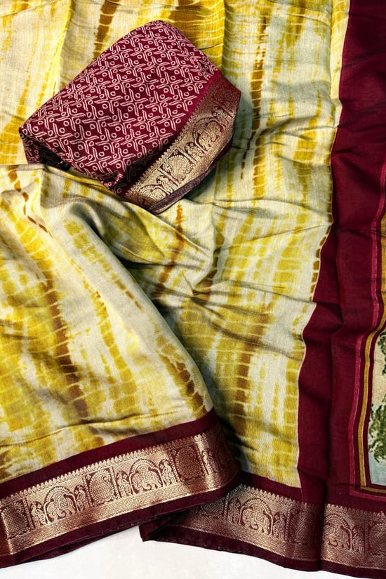 Traditional Rajasthani Tie-Dye Shibori print  Party Wear Saree with Village Art Pallu