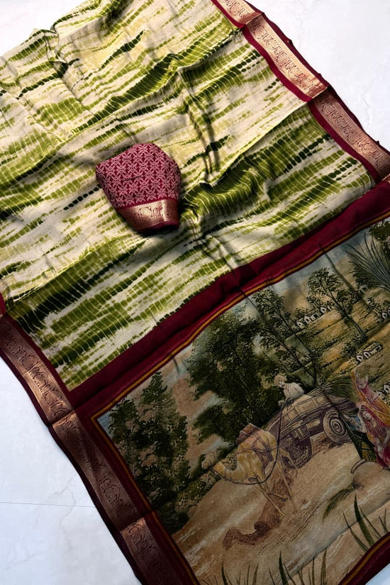 Traditional Rajasthani Tie-Dye Shibori print  Party Wear Saree with Village Art Pallu