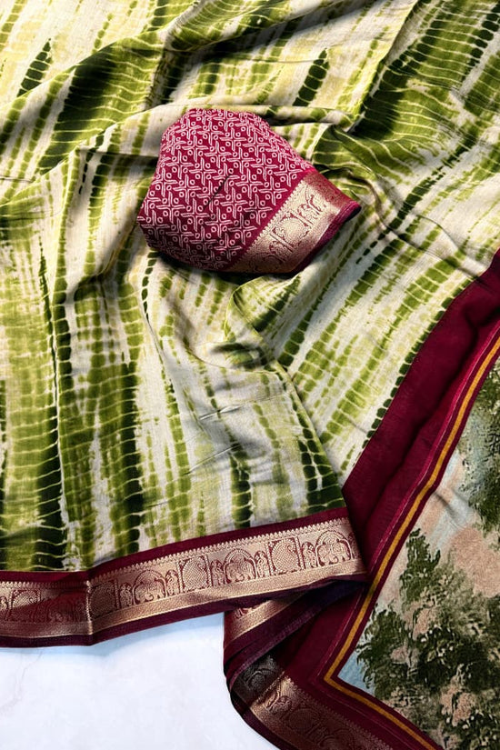 Traditional Rajasthani Tie-Dye Shibori print  Party Wear Saree with Village Art Pallu