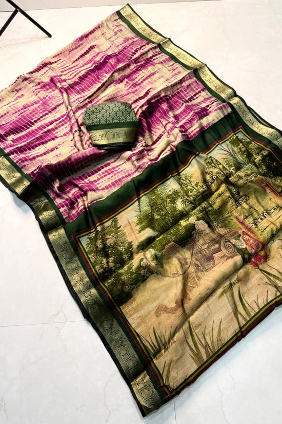 Traditional Rajasthani Tie-Dye Shibori print  Party Wear Saree with Village Art Pallu