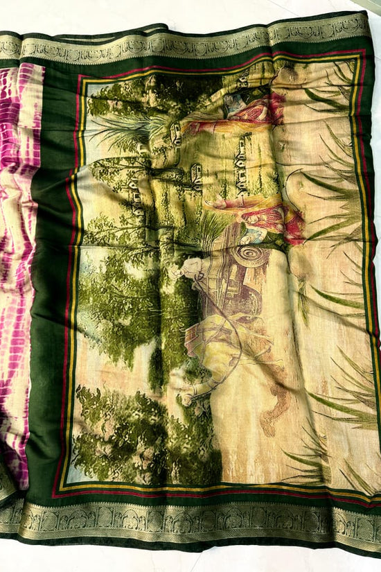 Traditional Rajasthani Tie-Dye Shibori print  Party Wear Saree with Village Art Pallu