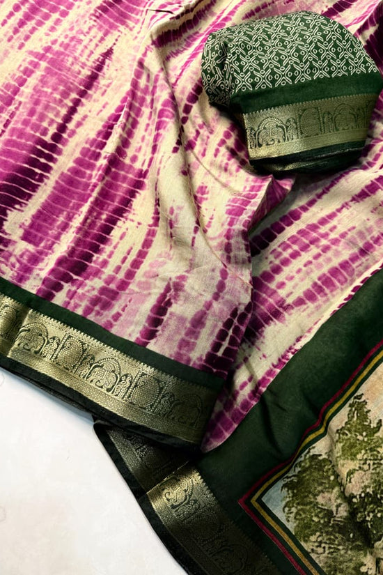 Traditional Rajasthani Tie-Dye Shibori print  Party Wear Saree with Village Art Pallu