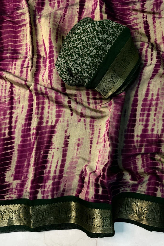 Traditional Rajasthani Tie-Dye Shibori print  Party Wear Saree with Village Art Pallu