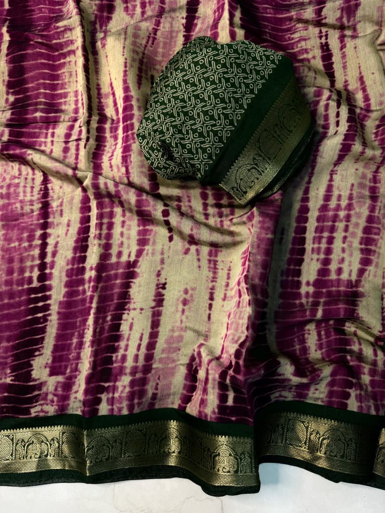 Traditional Rajasthani Tie-Dye Shibori print  Party Wear Saree with Village Art Pallu