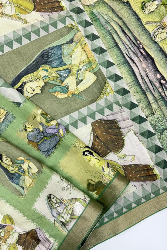 SOFT TUSSAR SILK PRINTED SILK SAREE