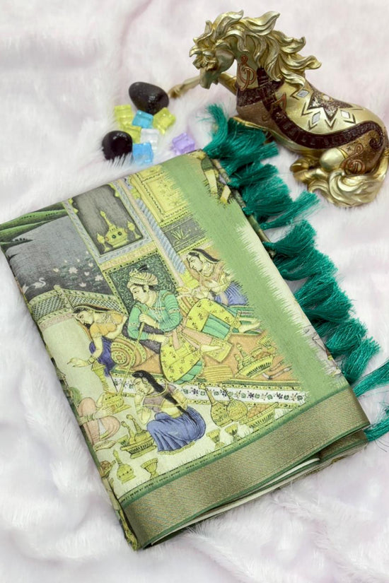 SOFT TUSSAR SILK PRINTED SILK SAREE