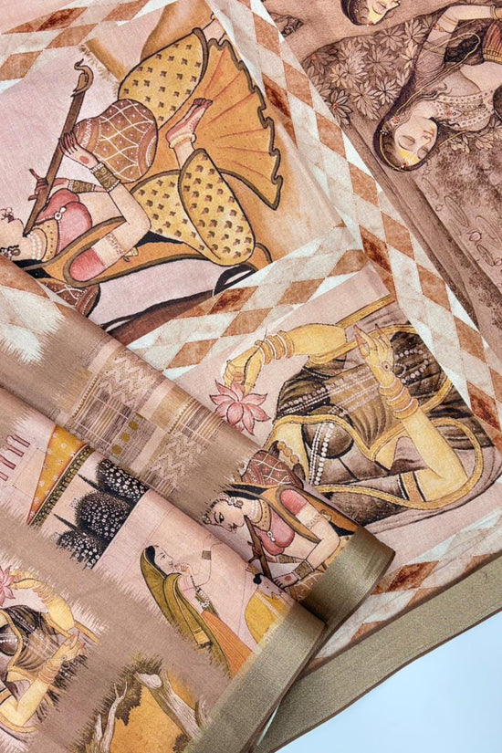 SOFT TUSSAR SILK PRINTED SILK SAREE