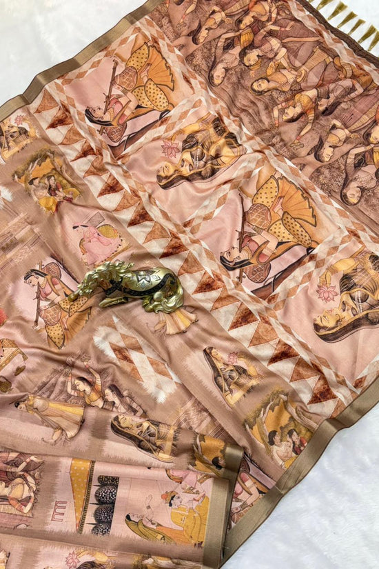 SOFT TUSSAR SILK PRINTED SILK SAREE