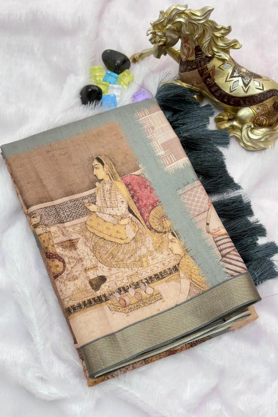 SOFT TUSSAR SILK PRINTED SILK SAREE